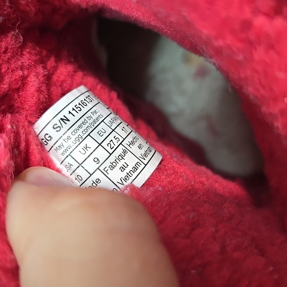 Ugg Australia Kids Girl Red Sequin Hearts Leather Sheepskin Boots Shoes Sz 10 Td - Picture 7 of 12